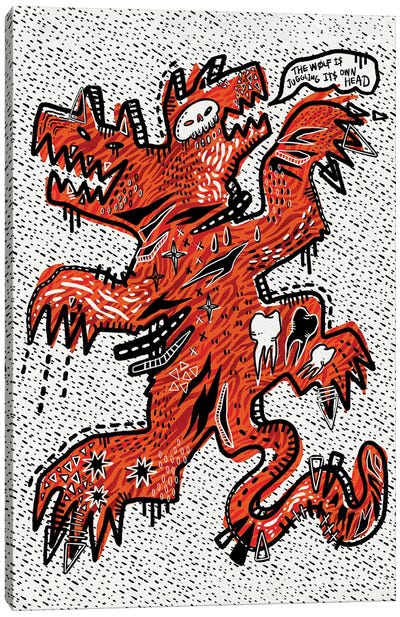 The Wolf Is Juggling Its Own Head Canvas Art Print - Jesjinko