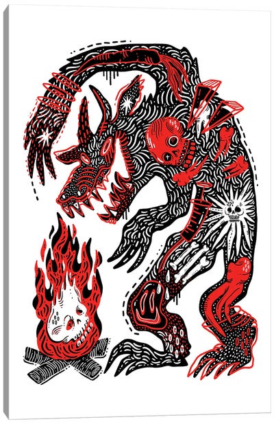Fire Side Canvas Art Print - Jesjinko