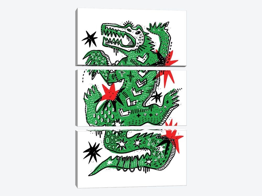 Alligator by Jesjinko 3-piece Canvas Print