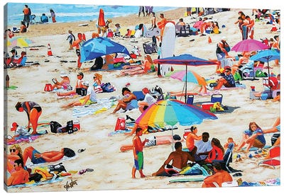 A Day At The Beach Canvas Art Print - John Jaster