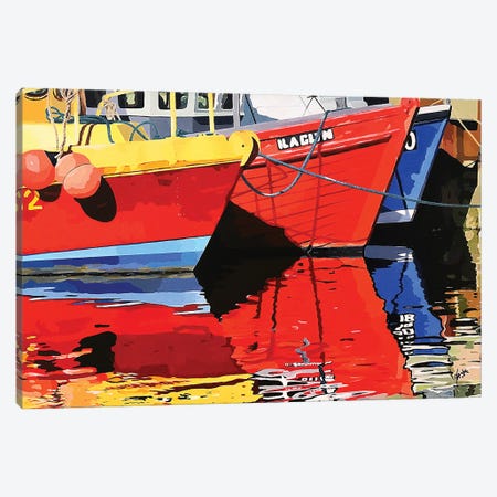 Boat Reflections Canvas Print #JJT3} by John Jaster Canvas Wall Art