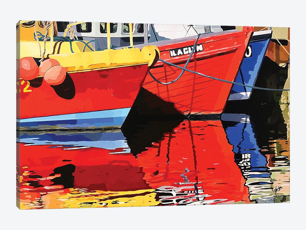 Boat Reflections by John Jaster 1-piece Canvas Print