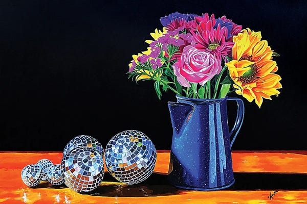 Coffee Pot With Glass Balls And Flowers