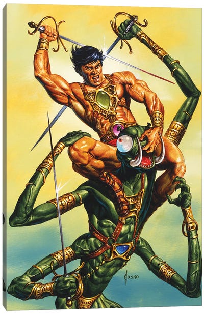 John Carter of Mars®: The Battle With Zad Canvas Art Print - The Edgar Rice Burroughs Collection
