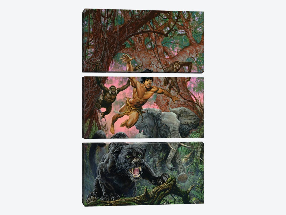The Beasts of Tarzan® by Joe Jusko 3-piece Canvas Print