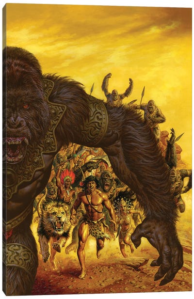 Tarzan And The Golden Lion Canvas Art Print - The Edgar Rice Burroughs Collection