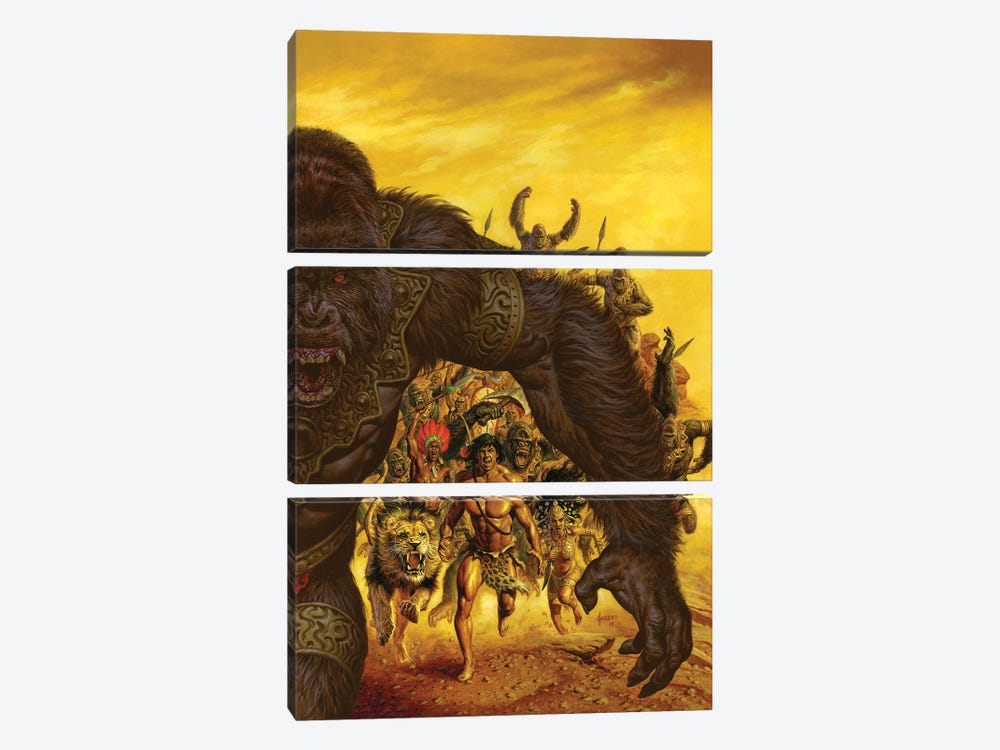 Tarzan® and the Golden Lion by Joe Jusko 3-piece Canvas Artwork