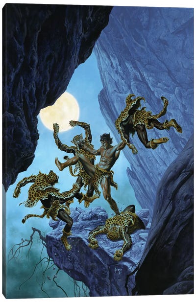 Tarzan® And The Leopard Men Canvas Art Print - Tarzan