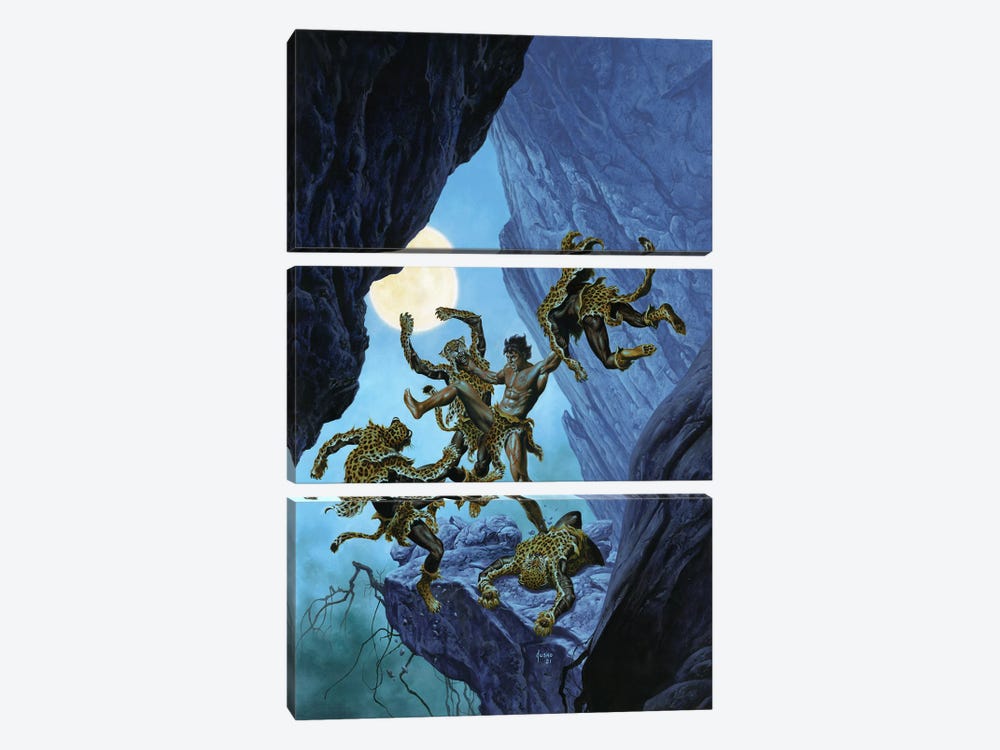 Tarzan® And The Leopard Men by Joe Jusko 3-piece Canvas Print