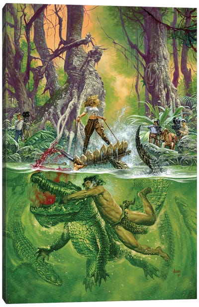 Tarzan® And The Lion Man Canvas Art Print - Illustrations 