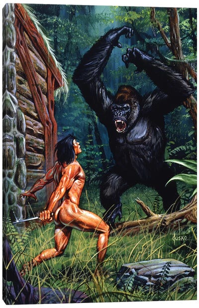 Tarzan of the Apes®: Bolgani Attack Canvas Art Print - The Edgar Rice Burroughs Collection
