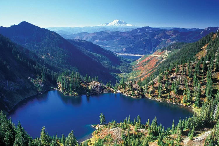 Valley Landscape With Lake Lillian In The Foreground, Alpine Lakes Wilderness, Washington, USA