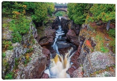 Minnesota, Temperance River State Park, Temperance River, gorge and waterfall Canvas Art Print - Minnesota Art