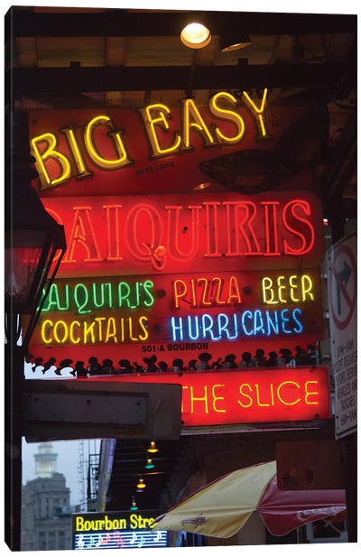 Neon Sign II, Big Easy Daquiris, Bourbon Street, French Quarter, New Orleans, Louisiana, USA Canvas Art Print - Liquor Art