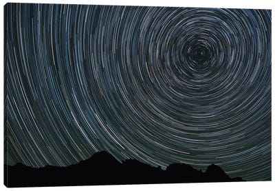 Washington State, Alpine Lakes Wilderness, Ingalls Pass, Star trails around Polaris Canvas Art Print - Jamie & Judy Wild