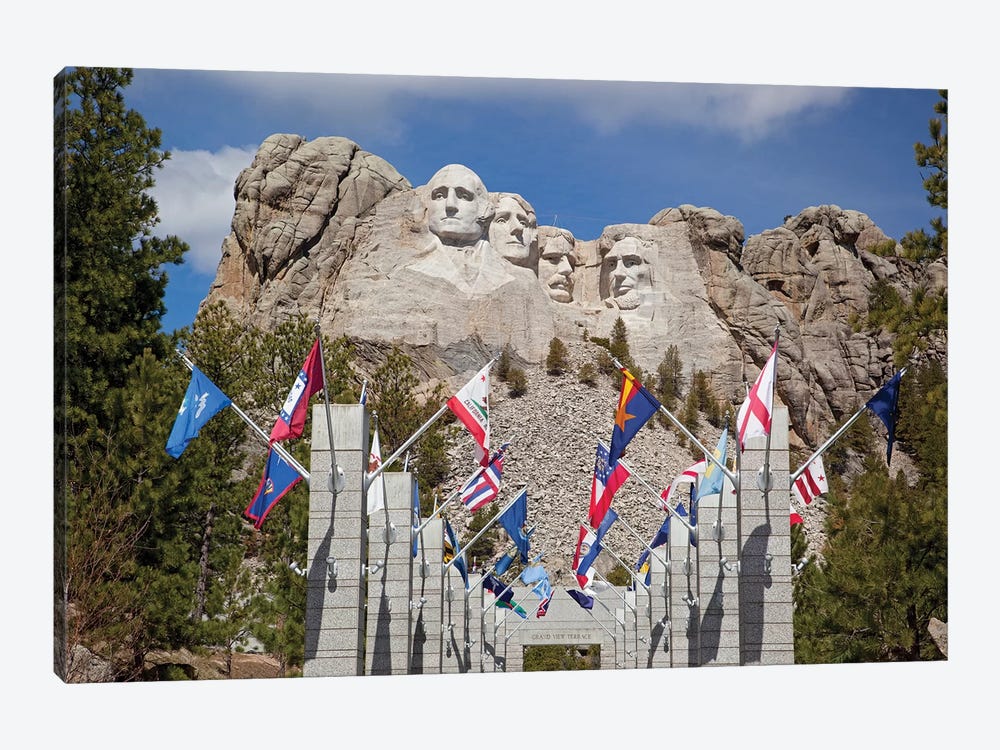Avenue Of Flags, Grand View Terrace, Mount Rushmore National Memorial, Pennington County, South Dakota, USA by Jamie & Judy Wild 1-piece Canvas Art Print