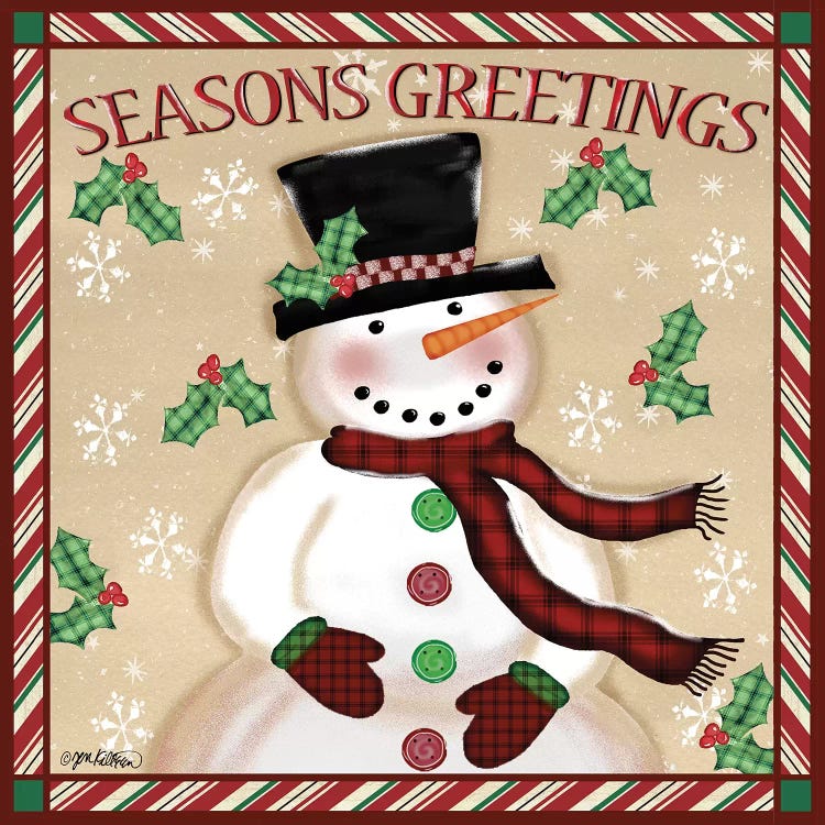 Season's Greetings Snowmen I by Jen Killeen wall art
