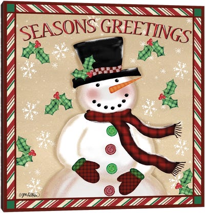 Season's Greetings Snowmen I Canvas Art Print