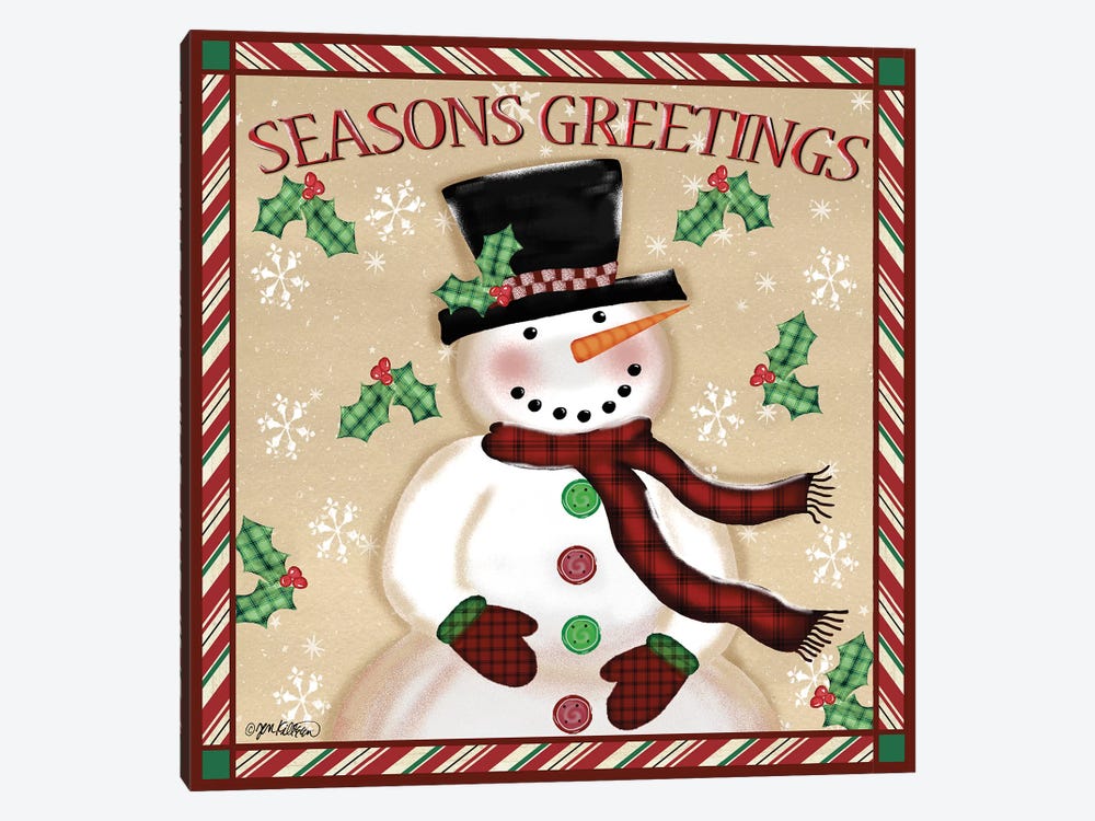 Season's Greetings Snowmen I by Jen Killeen 1-piece Canvas Art