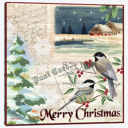 Vintage Christmas Postcard II Canvas Print #JKI16} by Jen Killeen Canvas Artwork