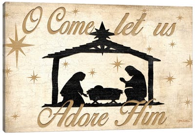 Adore Him Nativity Canvas Art Print - Christian Art