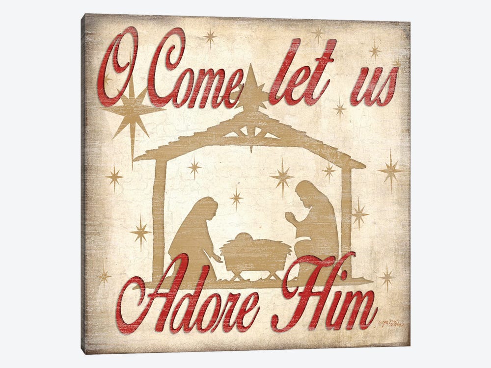 Adore Him Nativity Red  by Jen Killeen 1-piece Canvas Art Print