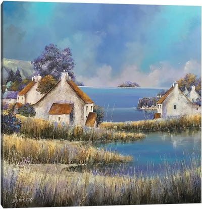 South Coast Blue Canvas Art Print - Cozy Cottage