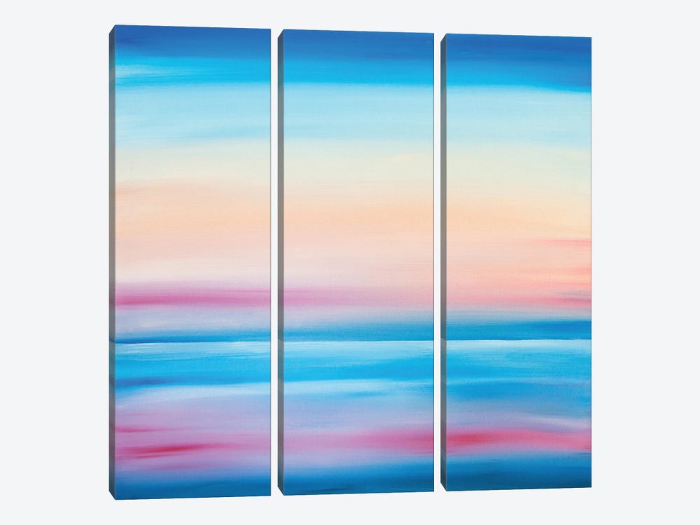 Pink Dusk On The Water by Jack Story 3-piece Canvas Print
