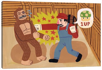 Mario vs Donkey Kong Canvas Art Print - Jack Teagle