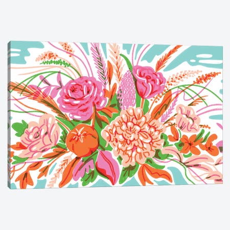 Retro Floral Arrangement Canvas Print #JKY33} by Jordan Kay Art Print