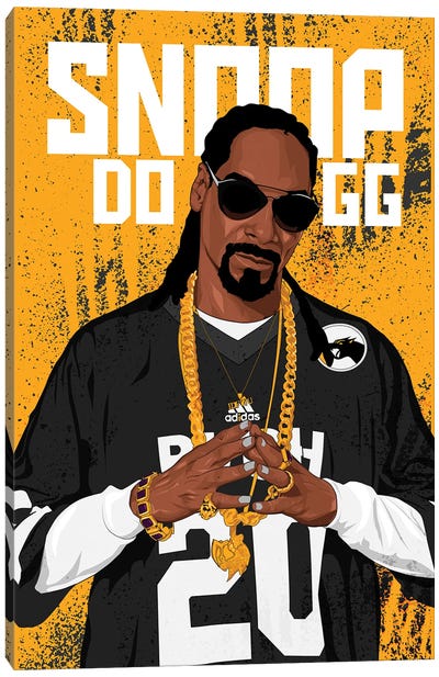 Snoop Dogg Canvas Art Print - Black, White & Yellow Art