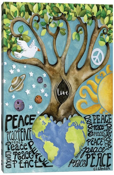 Peace & Love Canvas Art Print - Dove & Pigeon Art