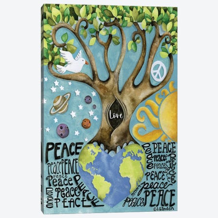 Peace & Love Canvas Print #JLB104} by Jennifer Lambein Canvas Art Print