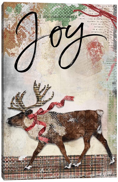 Reindeer Joy Canvas Art Print - Christmas Signs & Sentiments