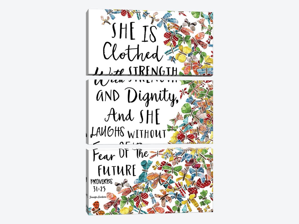She Is Clothed Butterflies by Jennifer Lambein 3-piece Canvas Art Print