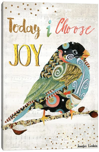 Today I Choose Joy Bird Canvas Art Print - Jennifer Lambein