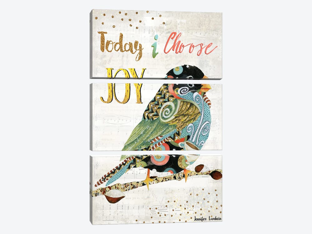Today I Choose Joy Bird by Jennifer Lambein 3-piece Canvas Wall Art