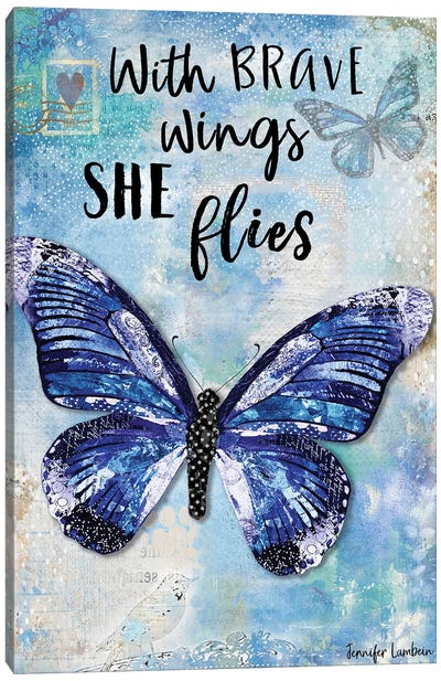 With Brave Wings Canvas Art Print - Courage Art