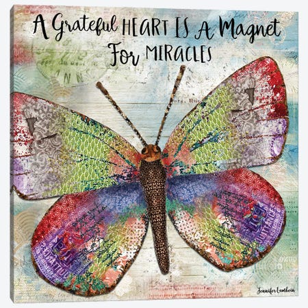 A Grateful Heart Butterfly Canvas Print #JLB13} by Jennifer Lambein Canvas Art Print