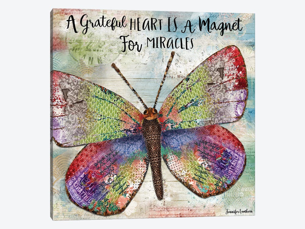 A Grateful Heart Butterfly by Jennifer Lambein 1-piece Canvas Print