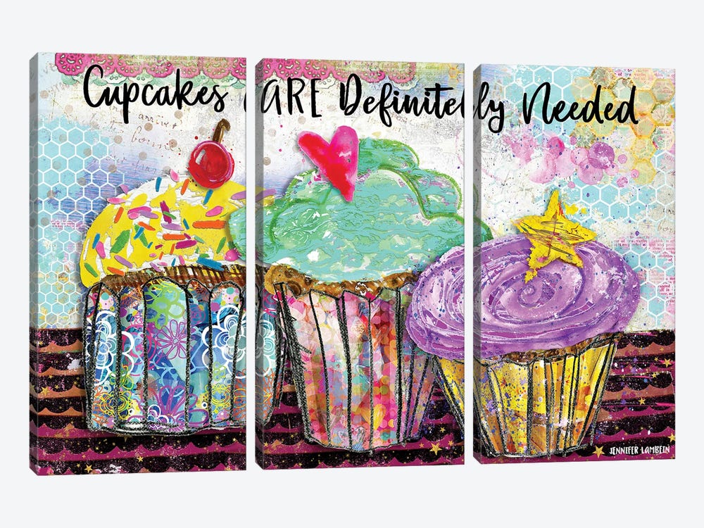 Cupcakes Are Def Needed by Jennifer Lambein 3-piece Canvas Art