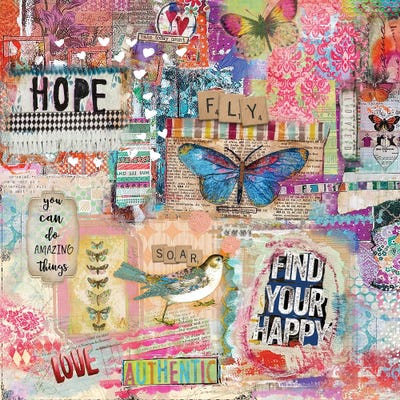 Find Your Happy Collage by Jennifer Lambein multi panel art