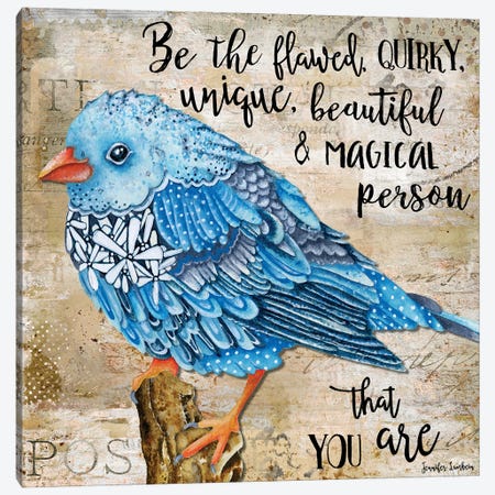 Be The Flawed Floral Bird Canvas Print #JLB17} by Jennifer Lambein Canvas Art