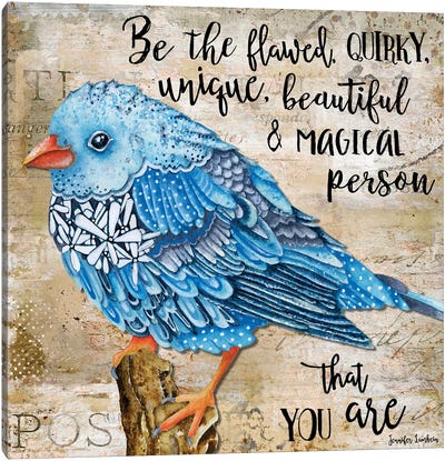 Be The Flawed Floral Bird Canvas Art Print - Uniqueness Art