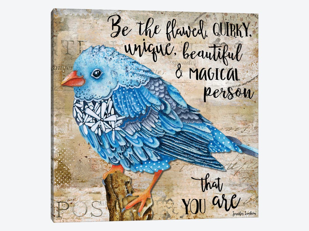 Be The Flawed Floral Bird by Jennifer Lambein 1-piece Canvas Print