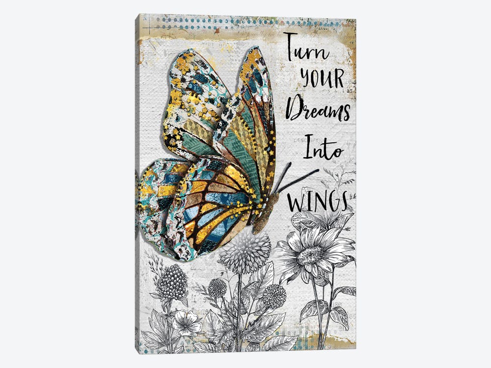 Turn Your Dreams Butterfly by Jennifer Lambein 1-piece Canvas Artwork