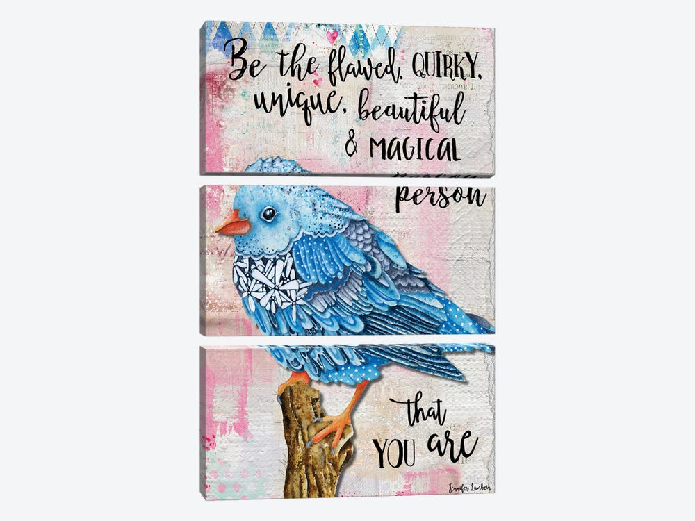Be The Flawed Blue Bird by Jennifer Lambein 3-piece Canvas Wall Art