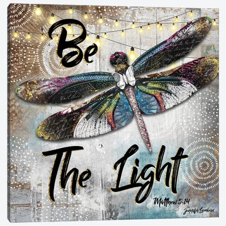 Be The Light Dragonfly Canvas Print #JLB34} by Jennifer Lambein Canvas Wall Art