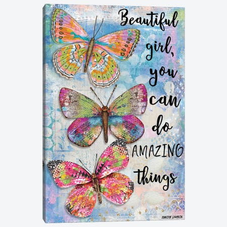 Beautiful Girl Butterfly Trio Canvas Print #JLB39} by Jennifer Lambein Canvas Art Print