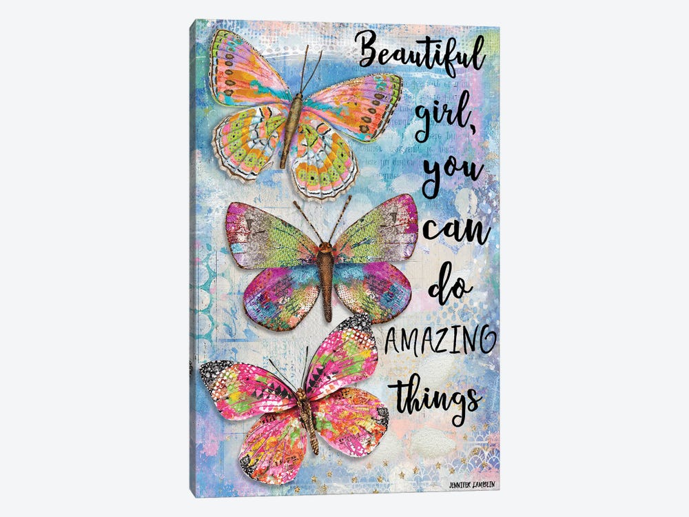 Beautiful Girl Butterfly Trio by Jennifer Lambein 1-piece Canvas Print